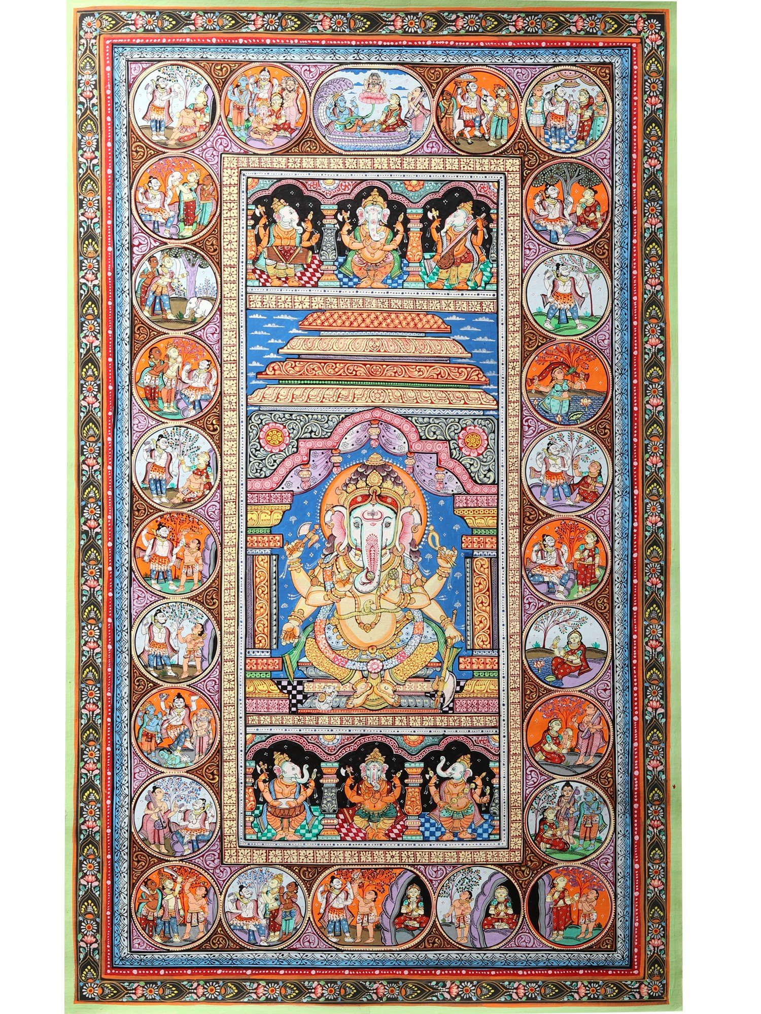 Exotic India Life Story Of Lord Ganesha | Superfine Patachitra Painting